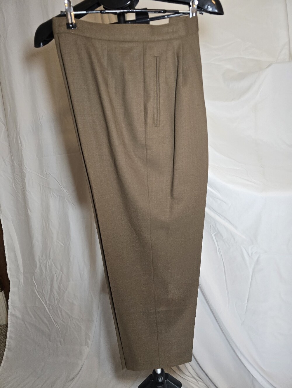 Vintage Classic High-Waist Wool Tailored Trousers in Brown - Vintage